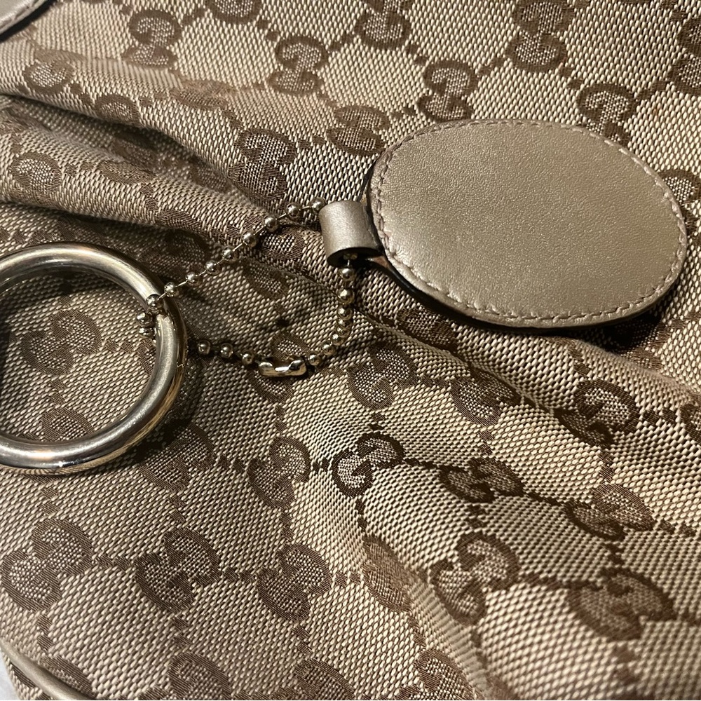 Gucci Beige Brown Monogram Tote with Gold Accent Charm - Picture 5 of 13